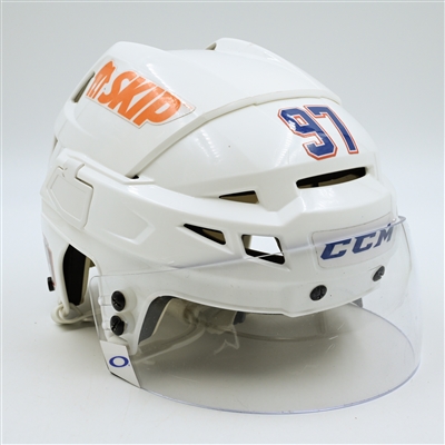Connor McDavid - Edmonton Oilers - White, CCM Helmet w/ Oakley Shield - 150th Point of the Season - Photo-Matched to 8 Games - Apr. 5, 2023 through May 12, 2023