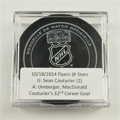 Sean Couturier - Philadelphia Flyers - Goal Puck - October 18, 2014 vs. Dallas Stars (Stars Logo)