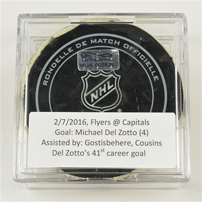 Michael Del Zotto - Philadelphia Flyers - Goal Puck - February 7, 2016 vs. Washington Capitals (Capitals Logo)