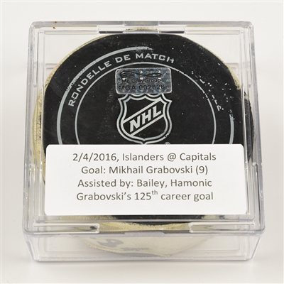 Mikhail Grabovski - New York Islanders - Goal Puck - February 4, 2016 vs. Washington Capitals (Capitals Alternate Logo)