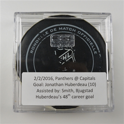 Jonathan Huberdeau - Florida Panthers - Goal Puck - February 2, 2016 vs. Washington Capitals (Capitals Logo) - MGA002836