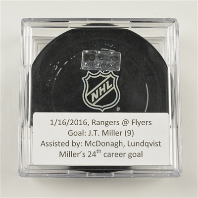 J.T. Miller - New York Rangers - Goal Puck - January 16, 2016 vs. Philadelphia Flyers (Flyers Logo)