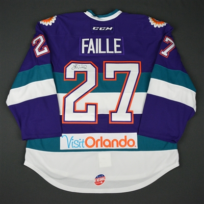 Eric Faille - Orlando Solar Bears - 2017 Fantasy Team Skater - Autographed Game-Issued Jersey