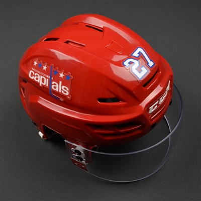 Karl Alzner - Washington Capitals - 2016-17 Game-Worn Red Third Helmet  