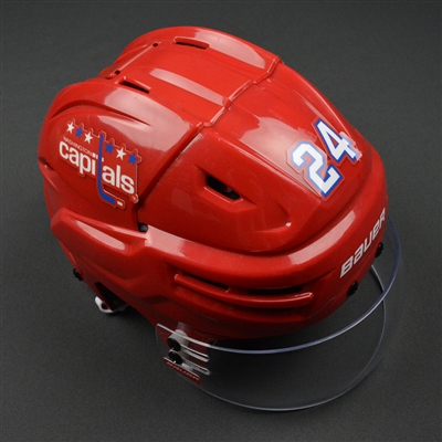 Riley Barber - Washington Capitals - 2016-17 Game-Worn Red Third Helmet  