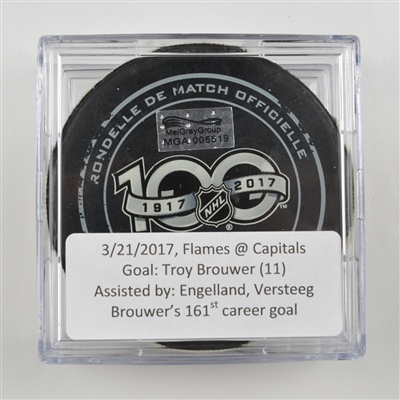 Troy Brouwer - Calgary Flames - Goal Puck - March 21, 2017 vs. Washington Capitals (Capitals Logo) 