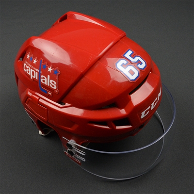 Andre Burakovsky - Washington Capitals - 2016-17 Game-Worn Red Third Helmet  