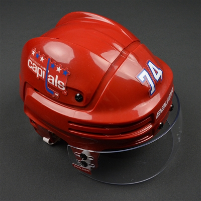 John Carlson - Washington Capitals - 2016-17 Game-Worn Red Third Helmet  