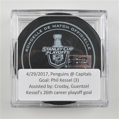 Phil Kessel - Pittsburgh Penguins - Goal Puck - April 29, 2017 vs. Washington Capitals (Capitals Logo)