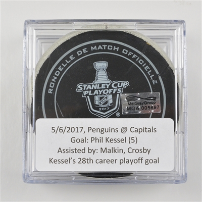 Phil Kessel - Pittsburgh Penguins - Goal Puck - May 6, 2017 vs. Washington Capitals (Capitals Logo)