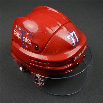 T.J. Oshie - Washington Capitals - 2016-17 Game-Worn Red Third Helmet  