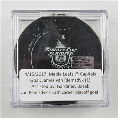 James van Riemsdyk - Toronto Maple Leafs - Goal Puck - April 15, 2017 vs. Washington Capitals (Capitals Logo)