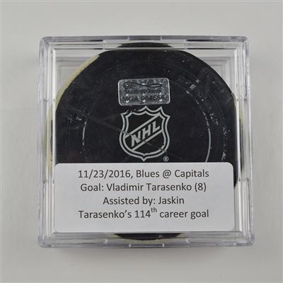 Vladimir Tarasenko - St. Louis Blues - Goal Puck - November 23, 2016 vs. Washington Capitals (Capitals Logo)