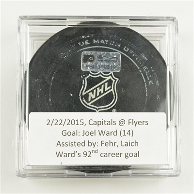 Joel Ward - Washington Capitals - Goal Puck - February 22, 2015 vs the Philadelphia Flyers (Flyers Logo)