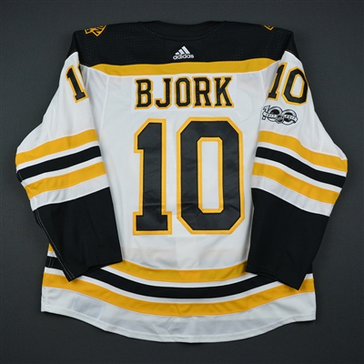 Anders Bjork - Boston Bruins - 2017 Hockey Hall of Fame Game - Game-Worn Jersey - November 10