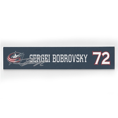 Sergei Bobrovsky - Columbus Blue Jackets - 2015-16 Autographed Locker Room Nameplate  