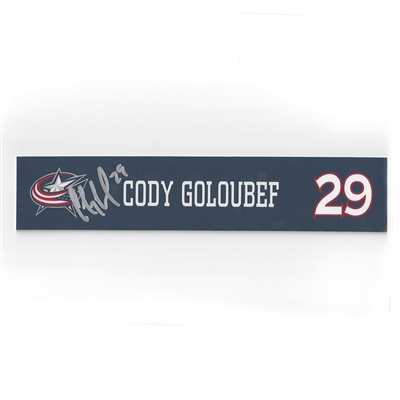 Cody Goloubef - Columbus Blue Jackets - 2015-16 Autographed Locker Room Nameplate  