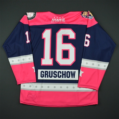 Alexa Gruschow- New York Riveters - 2016-17 Game-Issued Strides For The Cure Jersey 