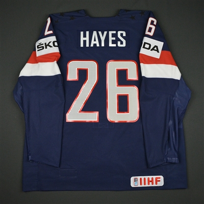 Kevin Hayes - 2017 U.S. IIHF World Championship - Game-Issued Navy Jersey