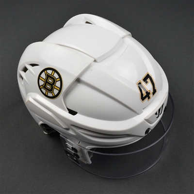 Torey Krug - Boston Bruins - 2016-17 Game-Worn White Helmet