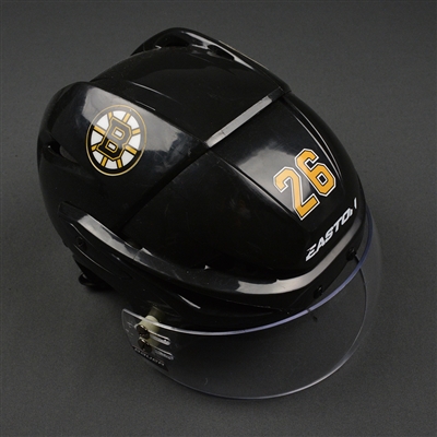 John-Michael Liles - Boston Bruins - 2016-17 Game-Worn Black Helmet
