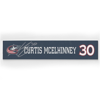 Curtis McElhinney - Columbus Blue Jackets - 2015-16 Autographed Locker Room Nameplate  