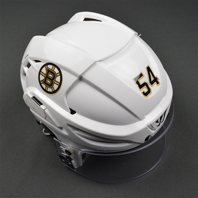 Adam McQuaid - Boston Bruins - 2016-17 Game-Worn White Helmet