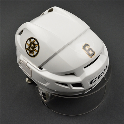 Colin Miller - Boston Bruins - 2016-17 Game-Worn White Helmet