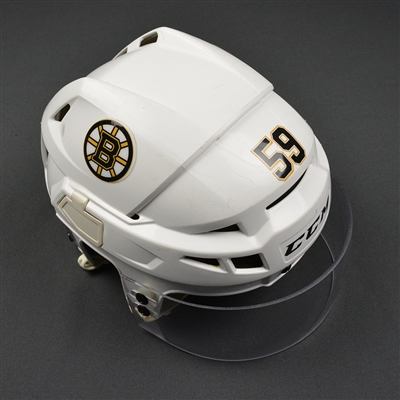 Tim Schaller - Boston Bruins - 2016-17 Game-Worn White Helmet