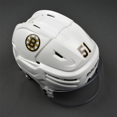 Ryan Spooner - Boston Bruins - 2016-17 Game-Worn White Helmet