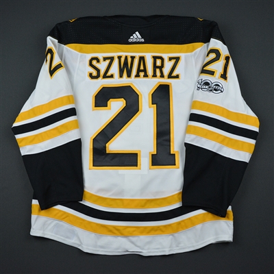 Jordan Szwarz - Boston Bruins - 2017 Hockey Hall of Fame Game - Game-Worn Jersey - November 10