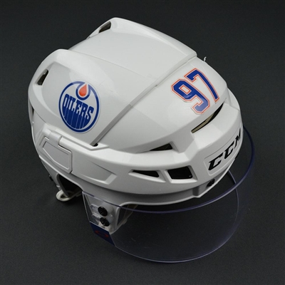 Connor McDavid - Edm. Oilers - Game-Worn CCM Helmet - Regular Season and Playoffs - PHOTO-MATCHED