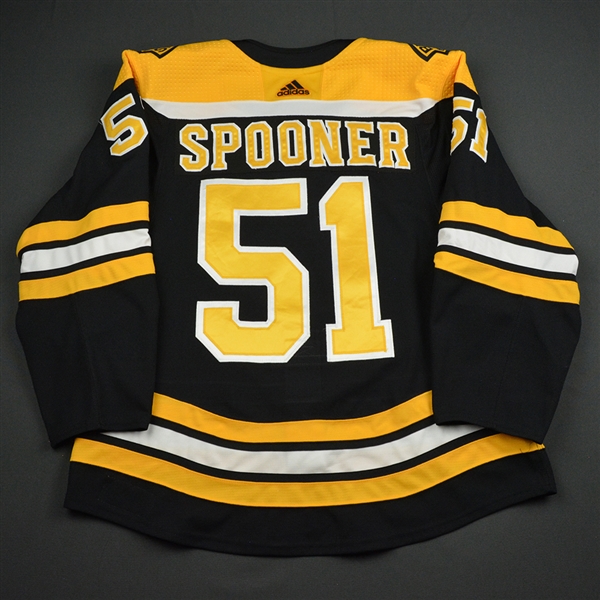 Ryan Spooner - Boston Bruins - 2018 Willie ORee 60th Anny. Patch Game-Worn Jersey 
