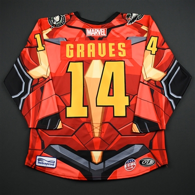 Jacob Graves - Quad City Mallards - 2017-18 MARVEL Super Hero Night - Game-Issued Autographed Jersey