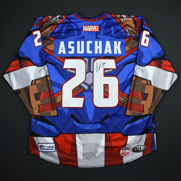 Spencer Asuchak - Allen Americans - 2017-18 MARVEL Super Hero Night - Game-Issued Autographed Jersey w/A