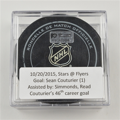Sean Couturier - Philadelphia Flyers - Goal Puck - October 20, 2015 vs. Dallas Stars (Flyers Logo)