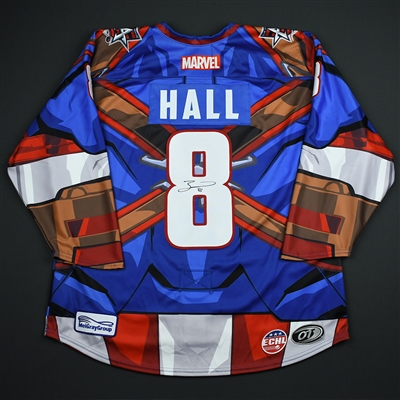 Zach Hall - Allen Americans - 2017-18 MARVEL Super Hero Night - Game-Issued Autographed Jersey