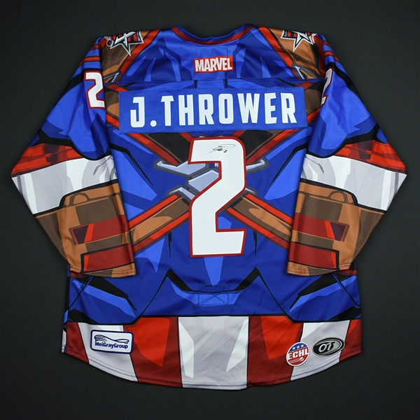 Josh Thrower - Allen Americans - 2017-18 MARVEL Super Hero Night - Game-Worn Autographed Jersey
