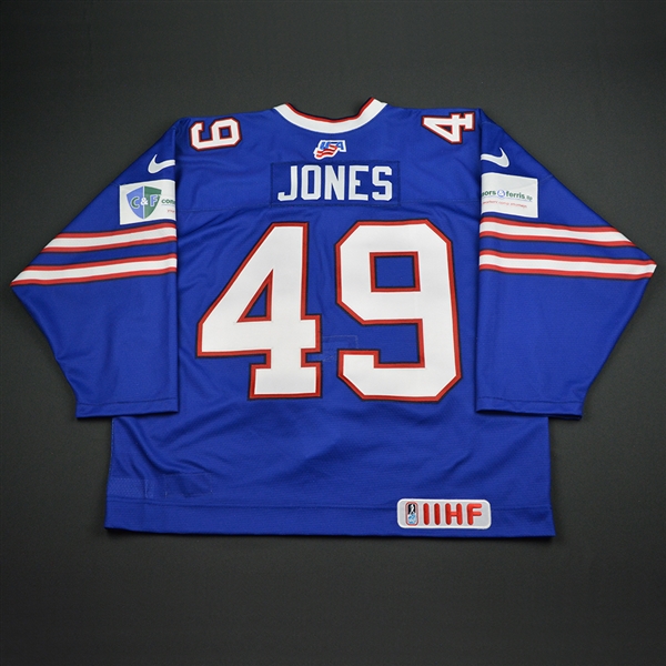Max Jones - 2018 U.S. IIHF World Junior Championship - Game-Worn Buffalo Bills-themed Jersey