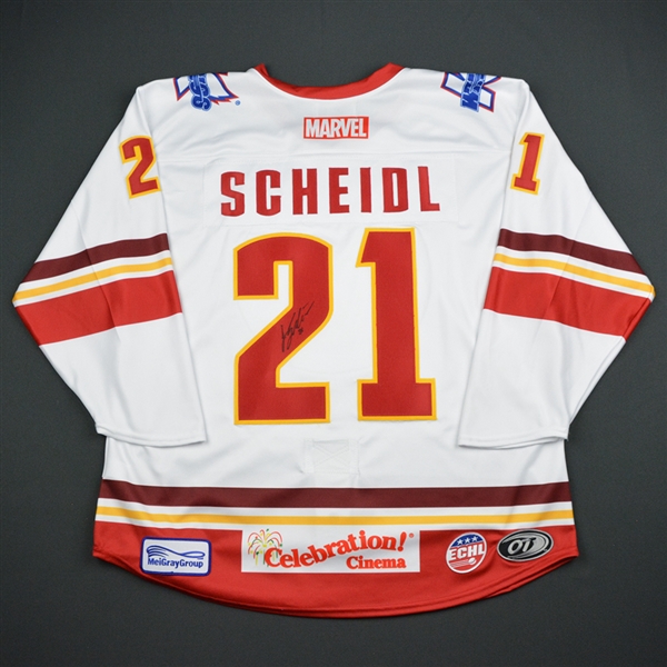 Lane Scheidl - Kalamazoo Wings - 2017-18 MARVEL Super Hero Night - Game-Issued Autographed Jersey