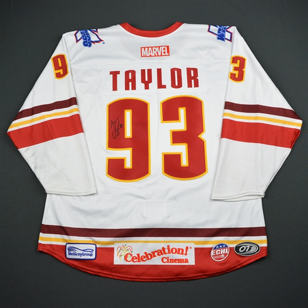 Justin Taylor - Kalamazoo Wings - 2017-18 MARVEL Super Hero Night - Game-Worn Autographed Jersey w/A