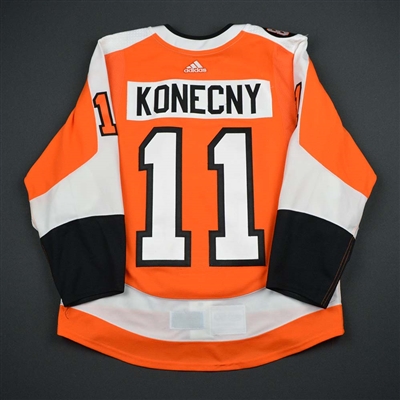 Travis Konecny - Philadelphia Flyers - Eric Lindros Jersey Retirement Night Game-Worn Jersey