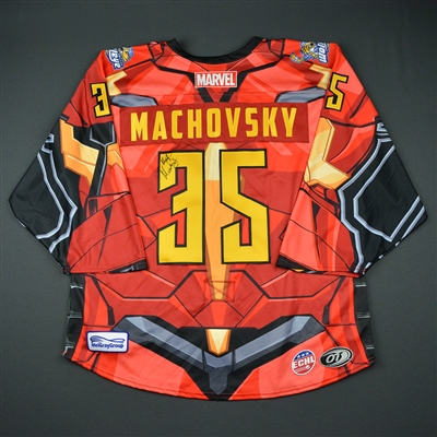 Matej Machovsky - Toledo Walleye - 2017-18 MARVEL Super Hero Night - Game-Worn Back-up Only Autographed Jersey