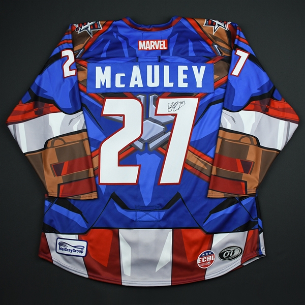 Colby McAuley - Allen Americans - 2017-18 MARVEL Super Hero Night - Game-Issued Autographed Jersey