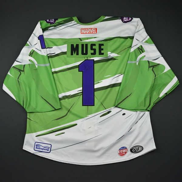 John Muse - Reading Royals - 2017-18 MARVEL Super Hero Night - Game-Worn Autographed Jersey