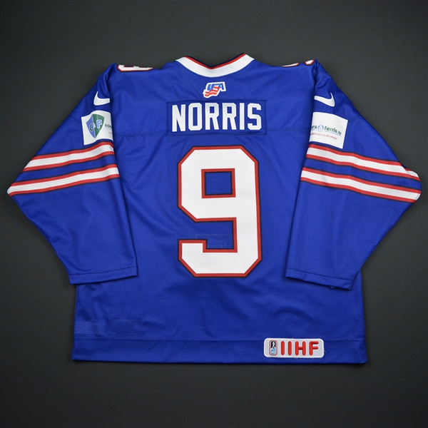Josh Norris - 2018 U.S. IIHF World Junior Championship - Game-Worn Buffalo Bills-themed Jersey