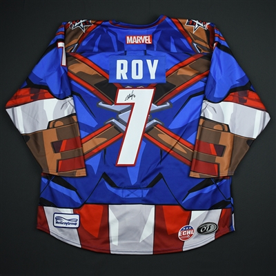 Eric Roy - Allen Americans - 2017-18 MARVEL Super Hero Night - Game-Worn Autographed Jersey