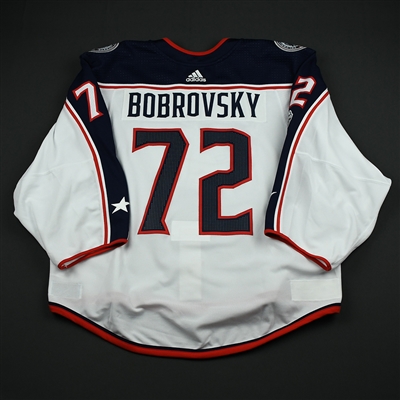 Sergei Bobrovsky - Columbus Blue Jackets - 2017-18 White Game-Worn Jersey 