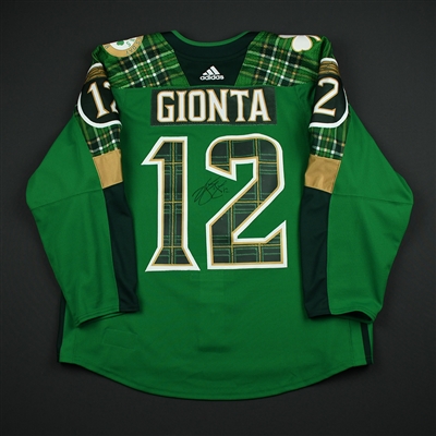 Brian Gionta - Boston Bruins - St. Patricks Day-Themed Warmup-Worn Autographed Jersey - March 6, 2018