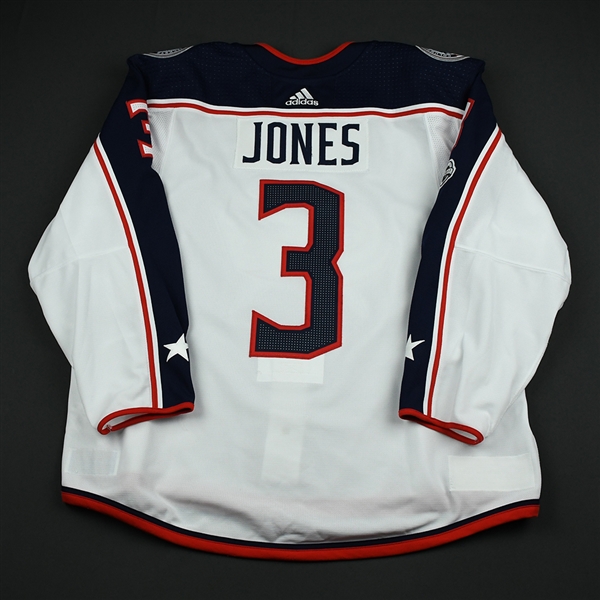 Seth Jones - Columbus Blue Jackets - 2017-18 White Game-Worn Jersey 